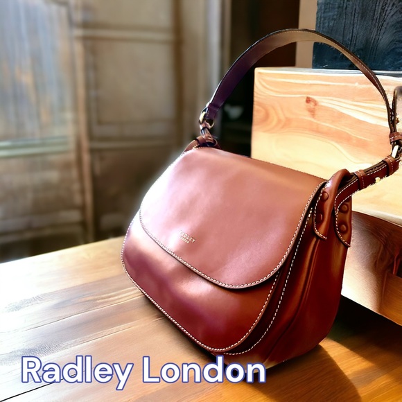 RADLEY LONDON SHOULDER BAG Saddle Bag EQUESTRIAN STYLE in Smooth Leather. - Picture 4 of 16